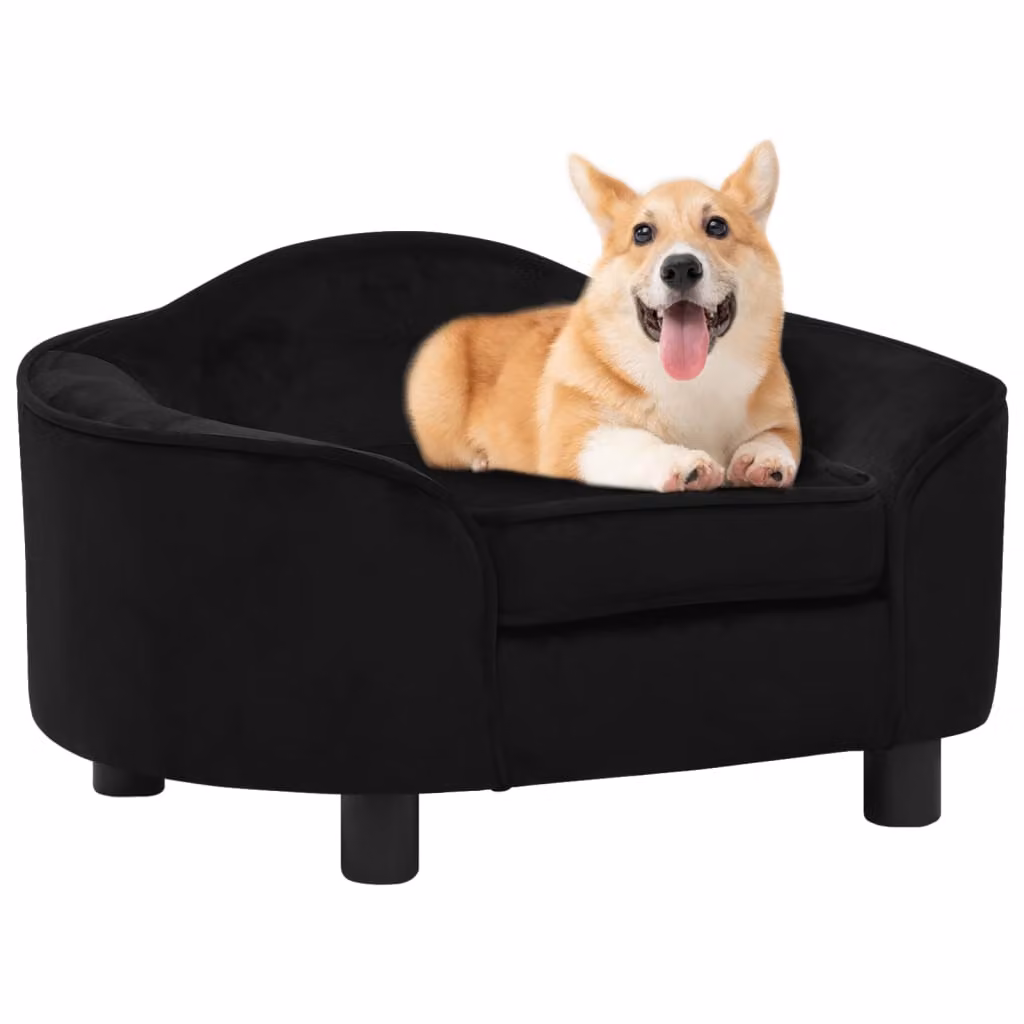 The Living Store Divano per cani nero 67x47x36 cm Peluche