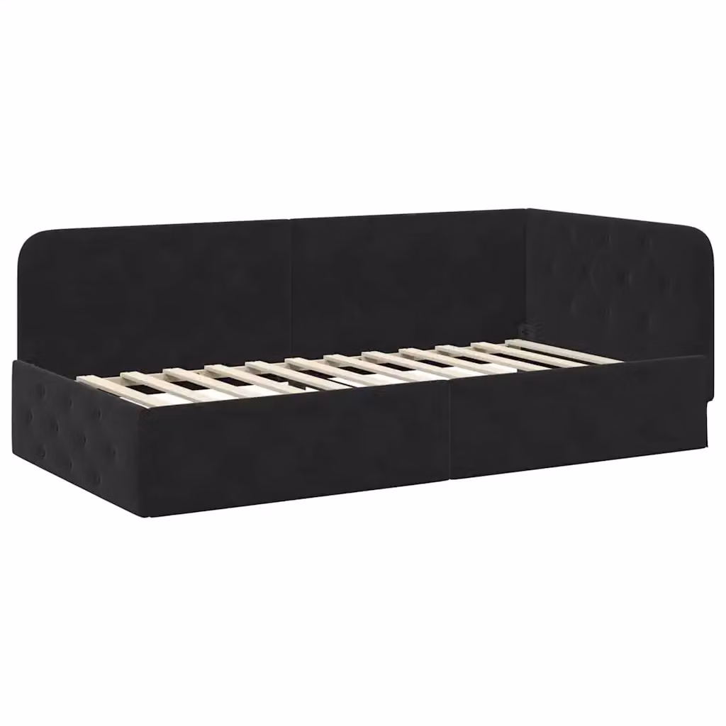 vidaXL Cornice del letto ad angolo in velluto nero L 204 x P 100 x H 72 cm – 2