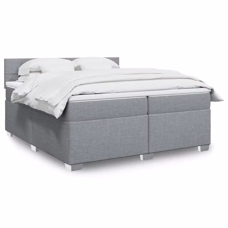 vidaXL Giroletto a Molle con Materasso Ibrido in Tessuto Grigio e Bianco, L/P: 200 x 200 cm