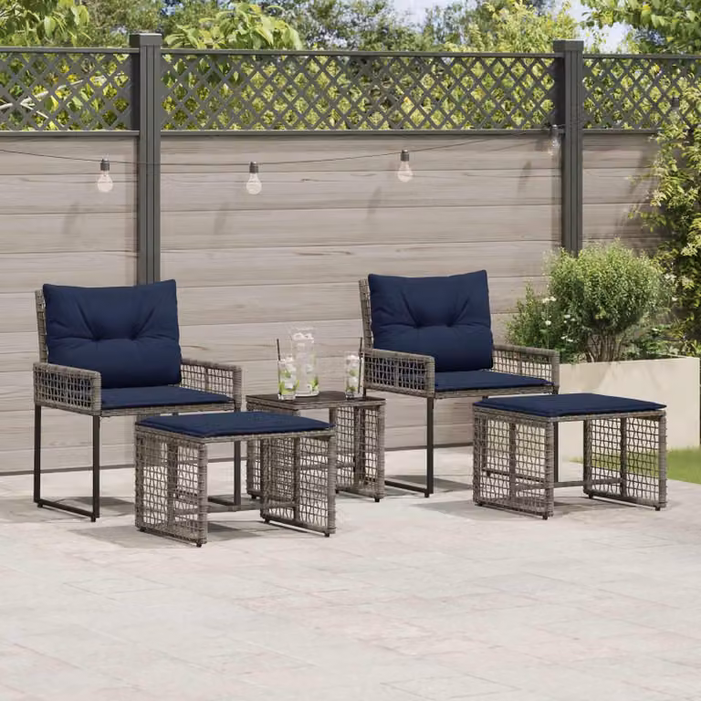 Maison Exclusive - Set di mobili da giardino, 5 pezzi, grigio e blu navy