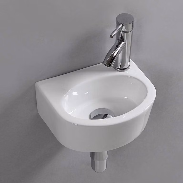 Lavabo ovale, in Vetroceramica, dimensioni 300x235x120 mm, ideale per piccoli bagni