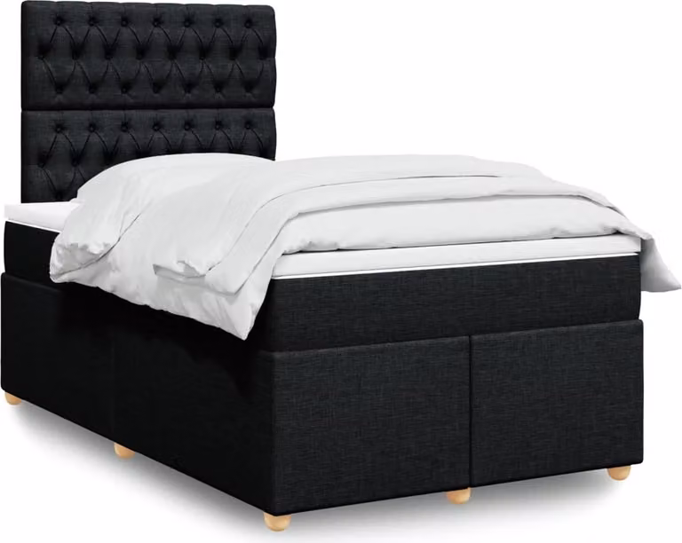 Giroletto a Molle con Materasso Nero 120x200 cm in Tessuto