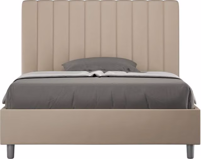 BS COM Letto una piazza e mezza senza rete imbottito 130x200 similpelle tortora