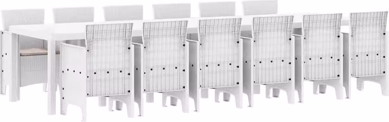 Set da Pranzo per Giardino 13 pcs Bianco Rattan Polt