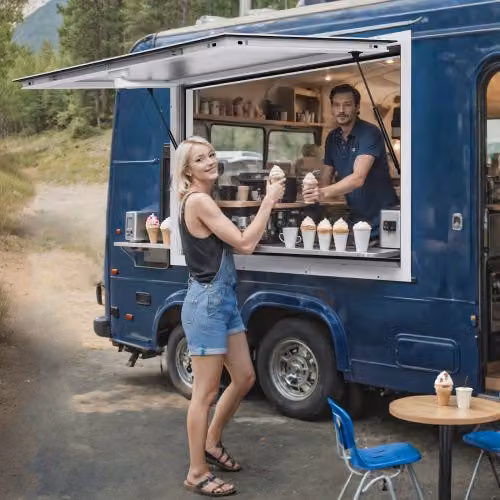 Finestra di Servizio VEVOR in Lega di Alluminio Bianca per Camion del Cibo e Rimorchi, L 943 x L 943 mm, Apertura 85 Gradi con Porta per Tendalino e Gancio di Trascinamento