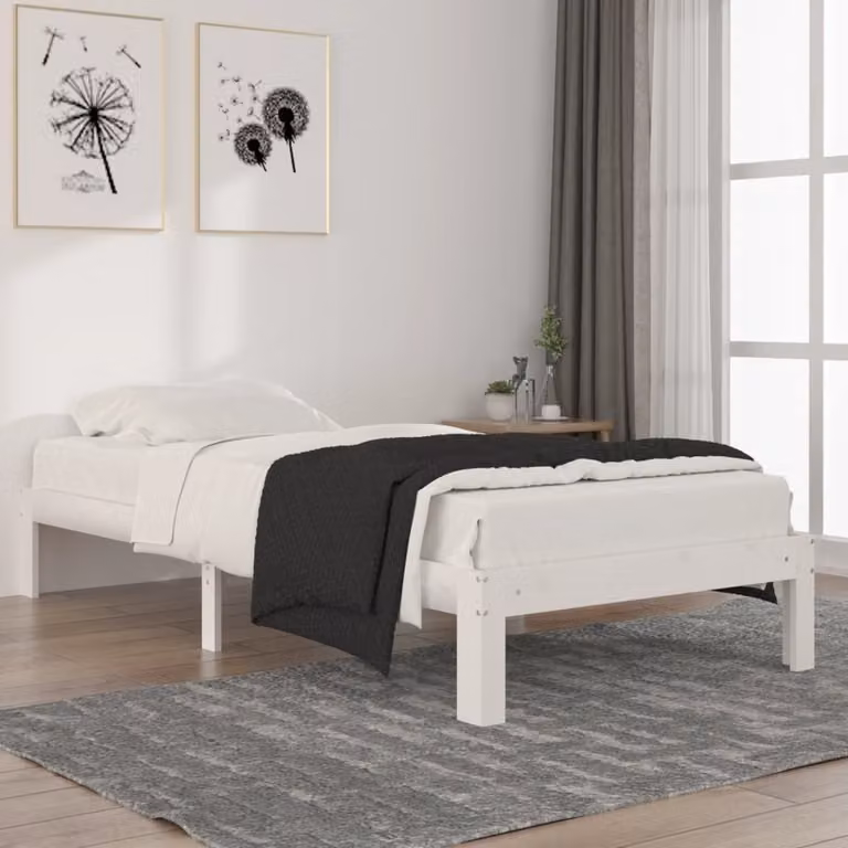 The Living Store Letto in legno massiccio di pino bianco 90x200 cm