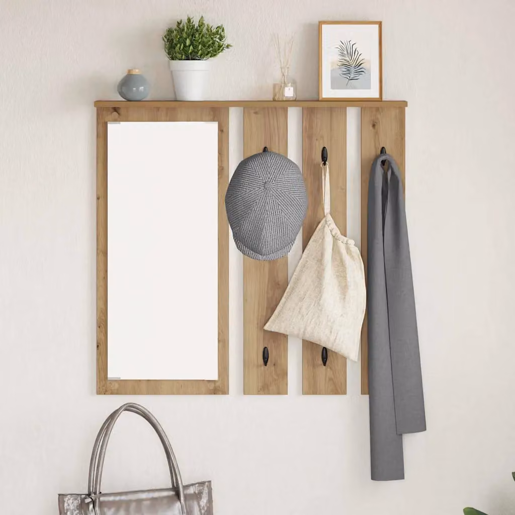 vidaXL Appendiabiti a muro moderno in legno e metallo marrone L: 84 cm, P: 10 cm, H: 80 cm