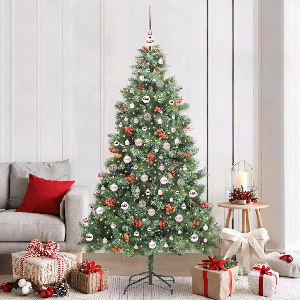 Maison Exclusive - Albero di Natale artificiale con 300 luci a LED, luce bianca calda, realizzato in PVC e metallo