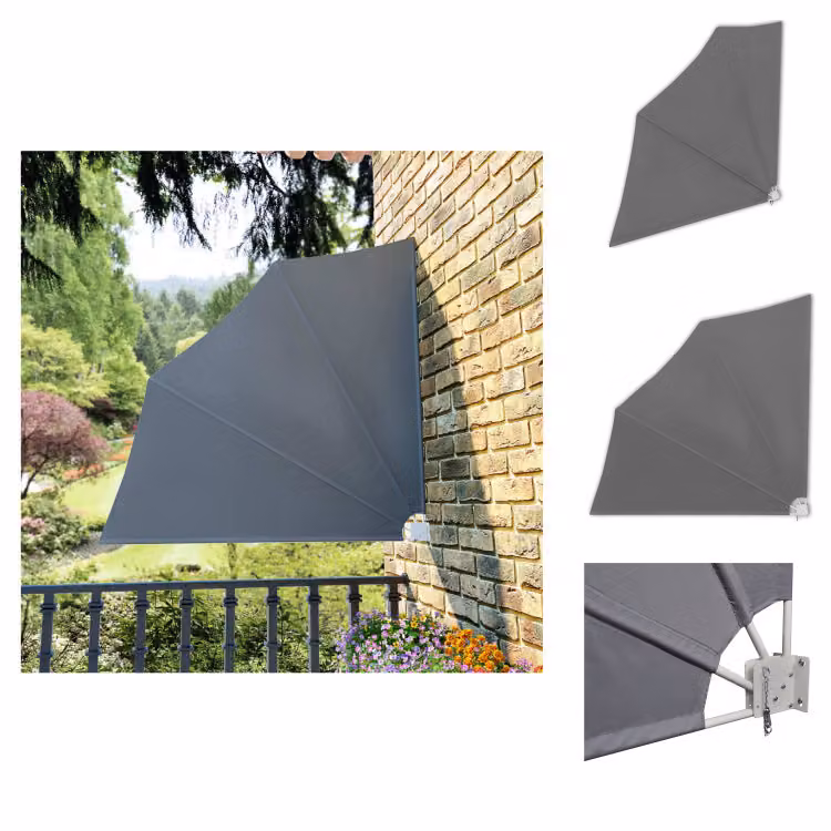 vidaXL Ventilatore da balcone pieghevole grigio 140×140 cm - Ombrelloni e tende da sole