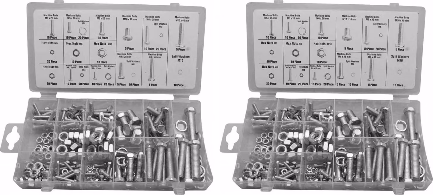 Set di 480 pezzi bulloni, dadi e rondelle in scatola
