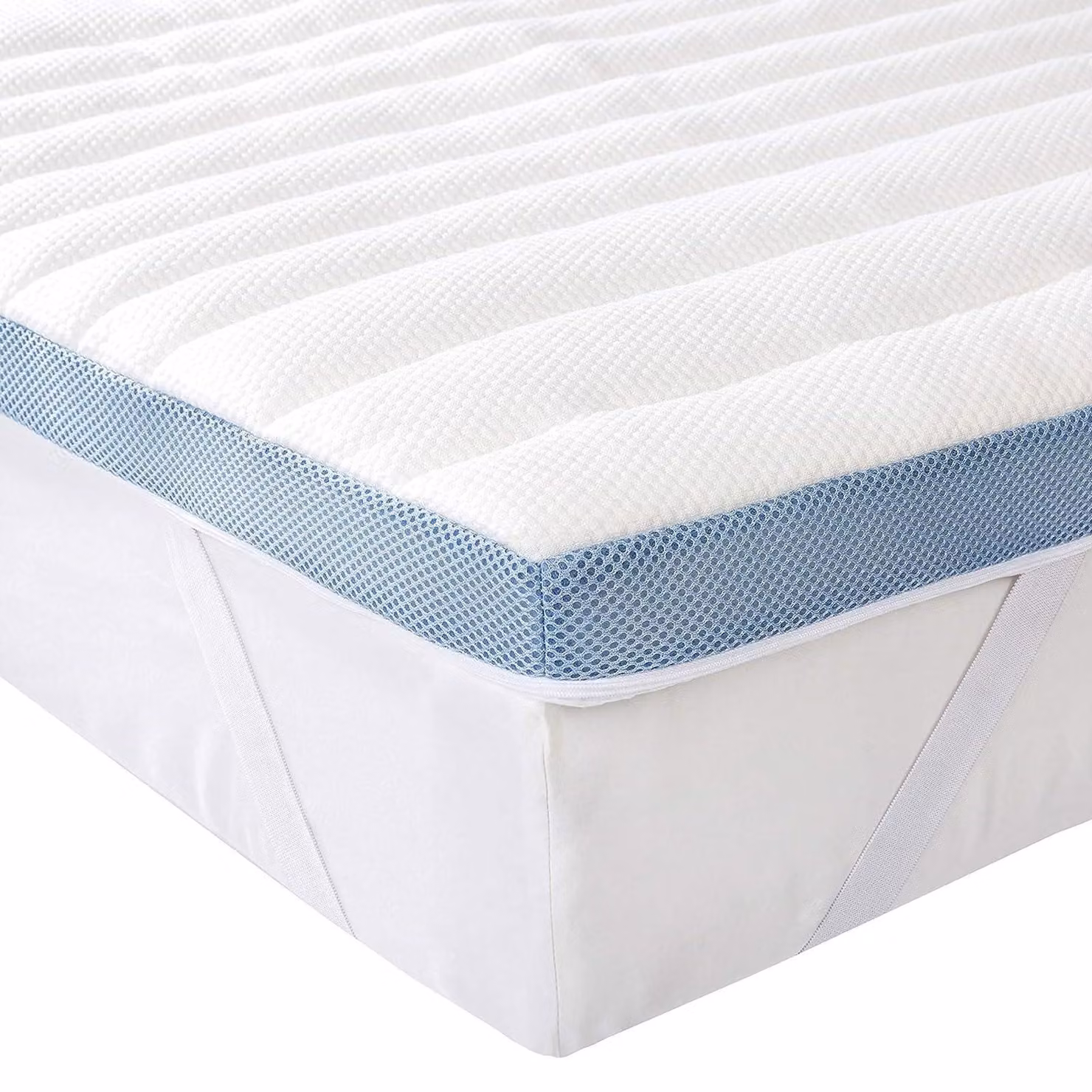 A. Sottile materasso in memory foam con angolari, 140 x 200 cm, altezza 5 cm, bianco