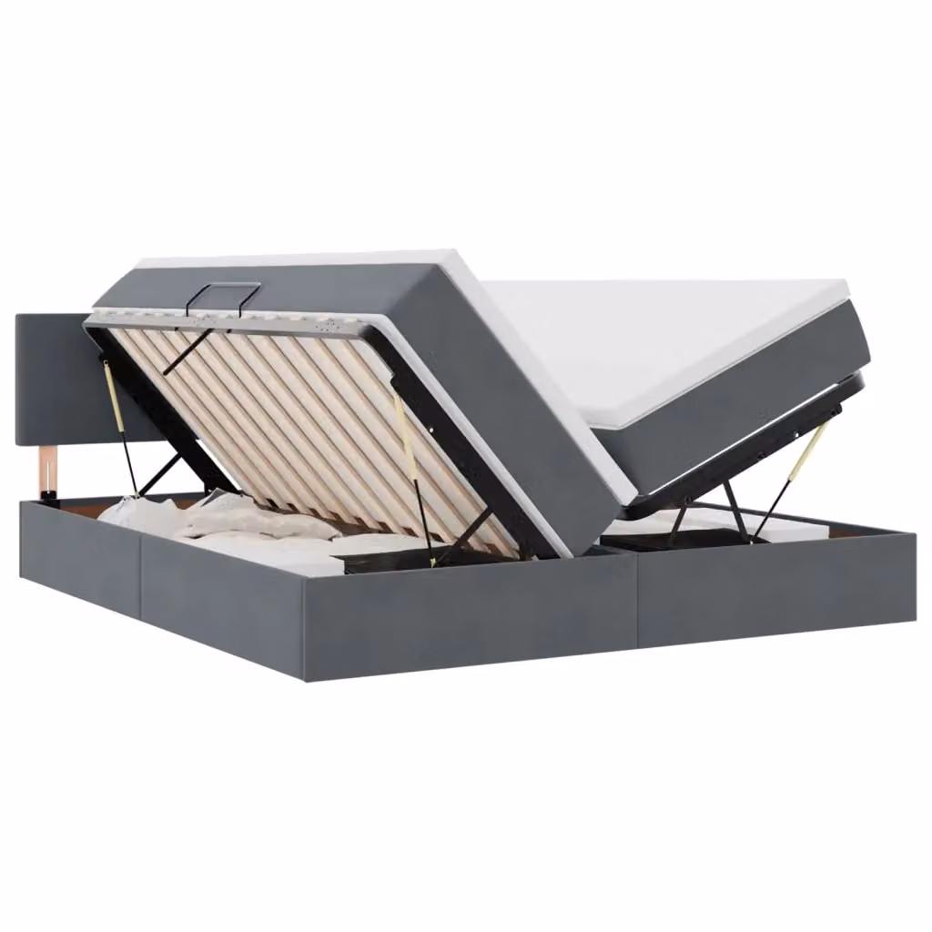 Letto con Contenitore Moderno vidaXL in Velluto Grigio L/P/H: 203 x 200 x 140 cm – 2