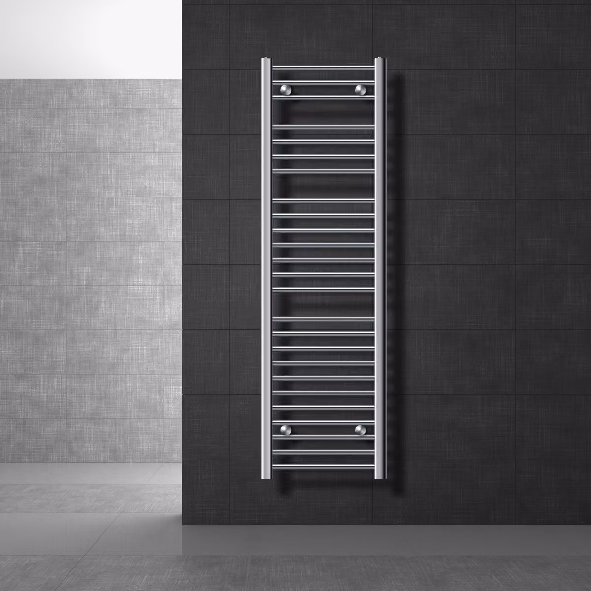 LuxeBath radiatore per bagno Sahara, 400x1500 mm, cromo, diritto con attacco laterale, senza elemento riscaldante