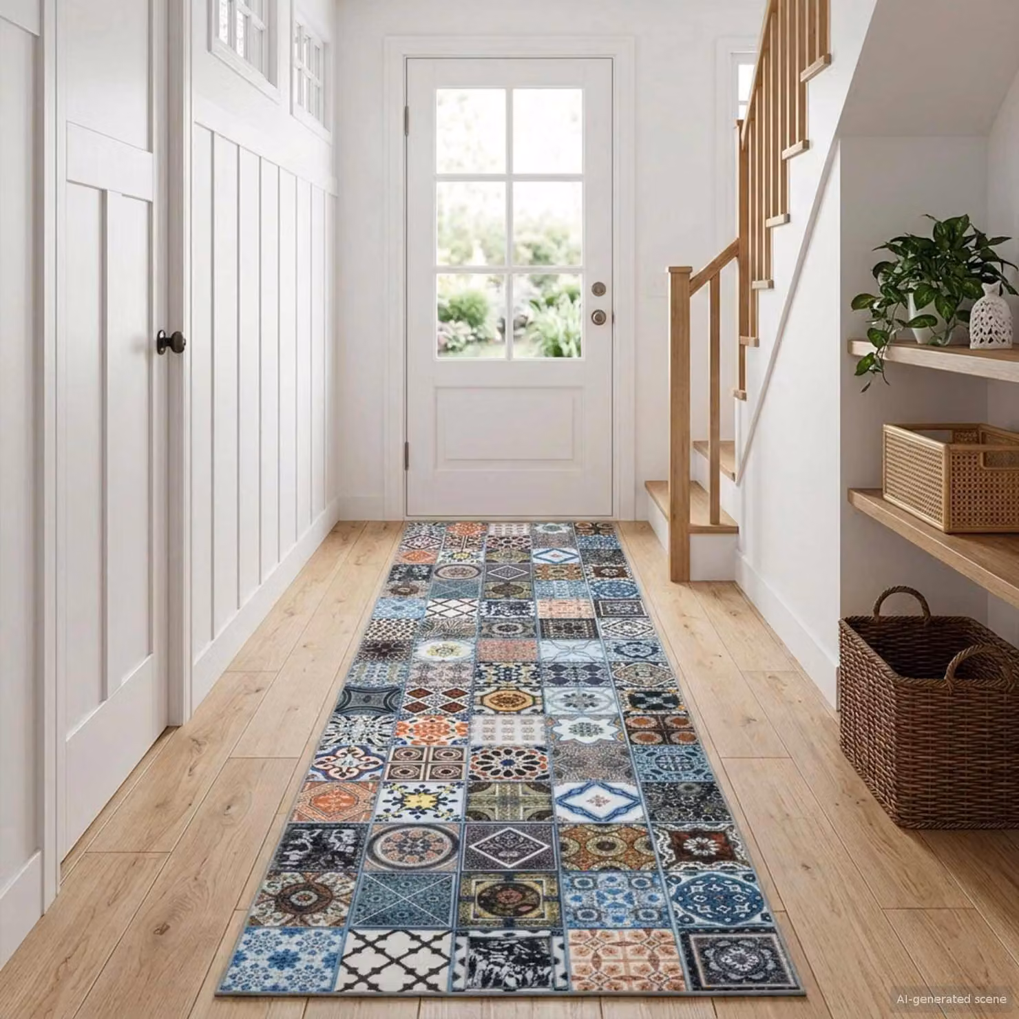 Tappeto Runner vidaXL ORIZ Blu con Design Geometrico Moderno in Poliestere