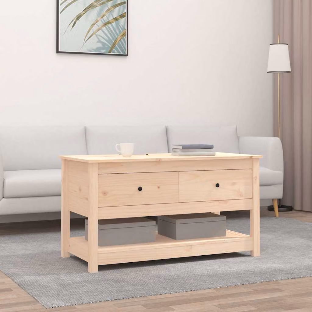 vidaXL Tavolino da Salotto in Legno Massello di Pino Rustico, L: 102 cm, P: 49 cm, H: 55 cm