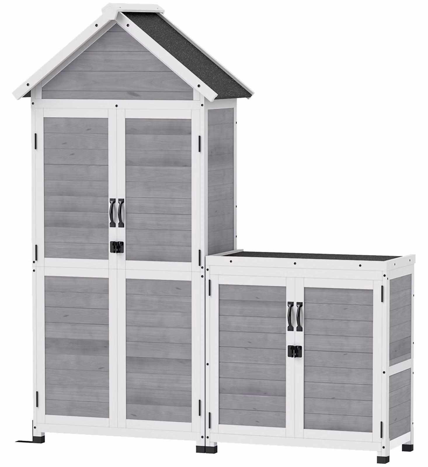 Capanno da giardino in legno con armadietto e porte con serratura | Colore: Grigio | Dimensioni: 51x89x182 cm