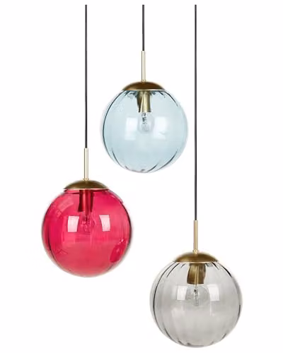 Beliani Lampadario in metallo ferro multicolore e paralume in vetro