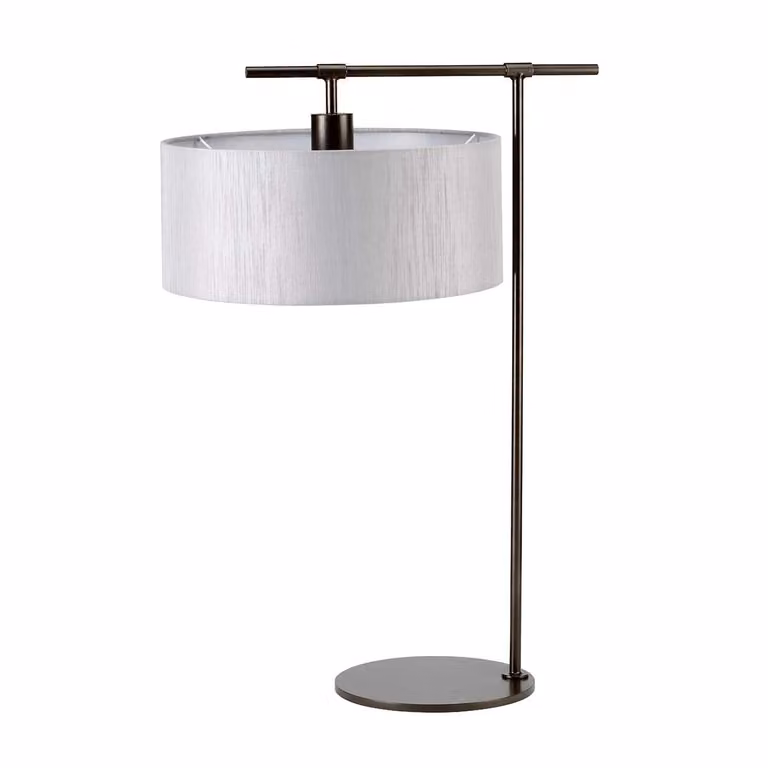 Lampada da tavolo retrò Balance, marrone e argento, 1xE27x60W, rivestimento in tessuto, dimensioni: 65x34x46,9 cm, IP20, Elstead