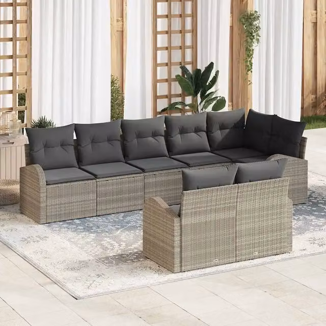 Set Divano da Giardino 8 pz Grigio chiaro polyrattan 3354761
