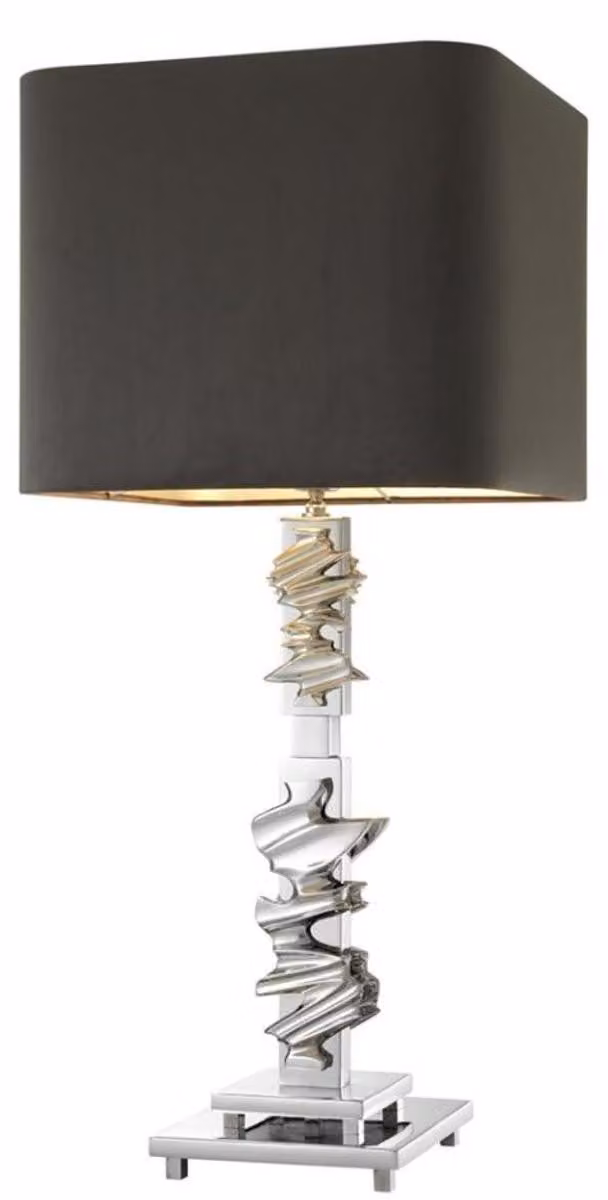 Lampada da tavolo Casa Padrino, finitura argento e grigio, dimensioni 35 x 82 cm. Lampada da tavolo di design realizzata in ottone e ferro