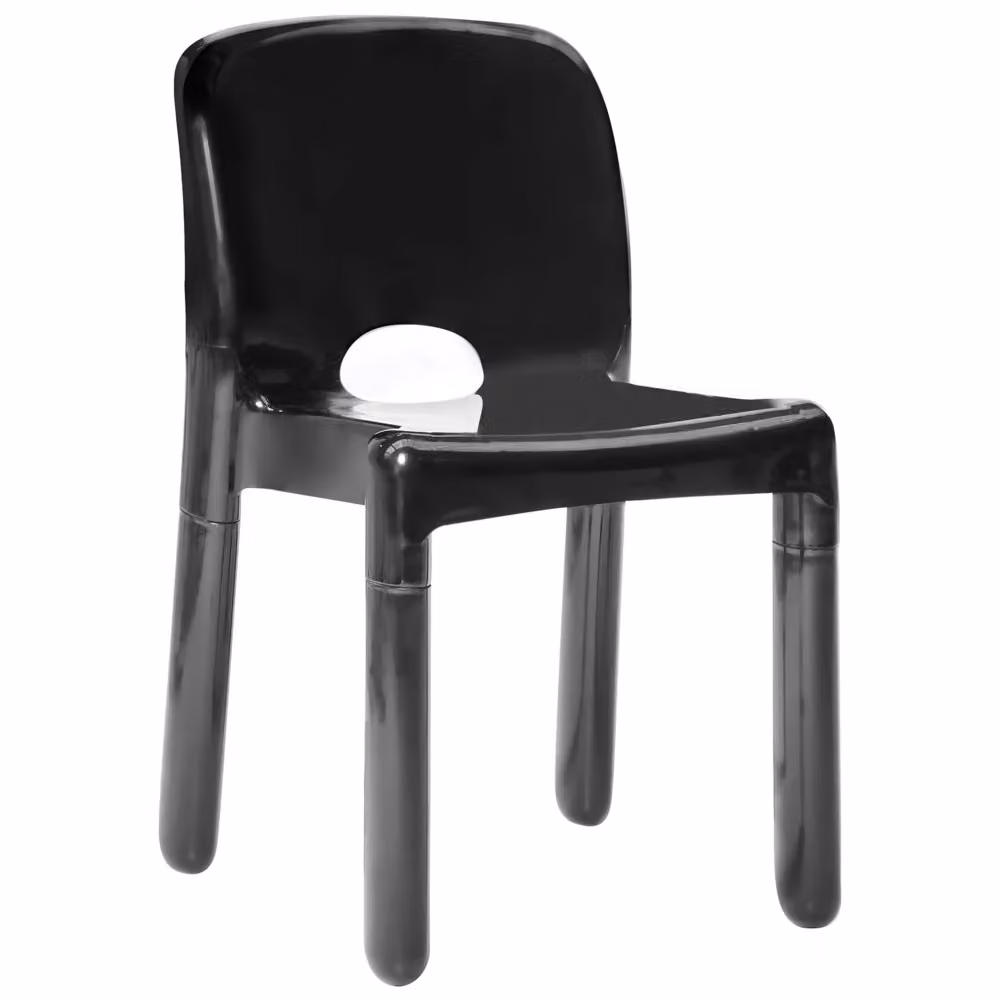 Set di 4 sedie da pranzo BELIANI in plastica nera lucida, impilabili e senza braccioli, ideali per giardino, terrazza e balcone – 2