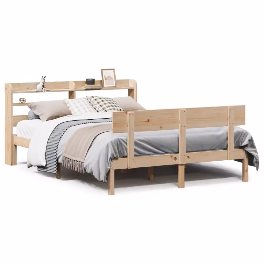 Letto in legno massello di pino vidaXL stile rustico marrone L/P/H: 222.5 x 160 x 150 cm – 2