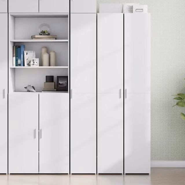 Credenza Buffet Design Mania Bianca in Legno Multistrato con Ante a Battente e Ripiani Interni L/P/H: 30 x 42,5 x 185 cm