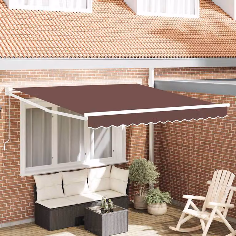 Tenda da sole retrattile manuale vidaXL in alluminio e poliestere, Marrone, L: 300 cm x P: 250 cm