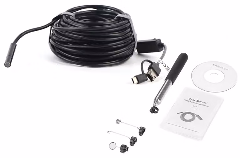 Endoscopio USB da 2 megapixel, cavo da 15 metri, impermeabile, angolo di visione di 60°