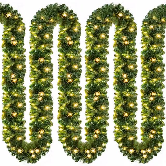 Ghirlanda natalizia Casaria con 100 LED warm white verde per interni ed esterni