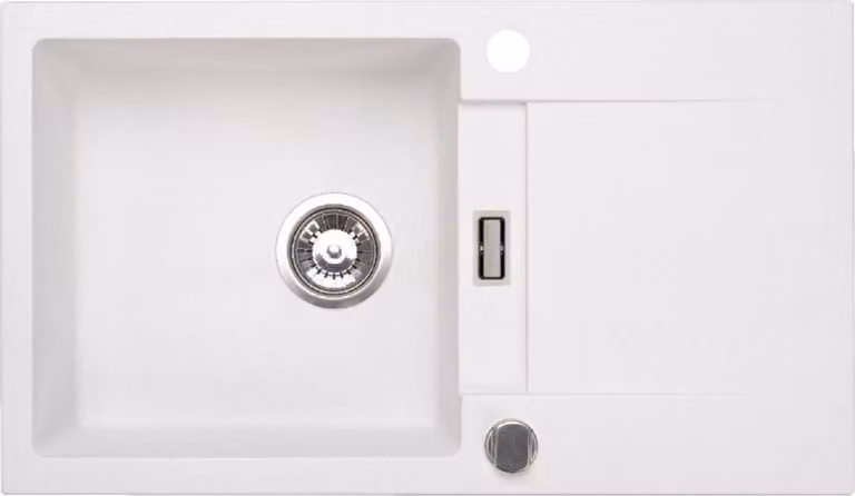 Lavello QLS 76x44 cm con sgocciolatoio Siphon reversibile - Runner White 11196