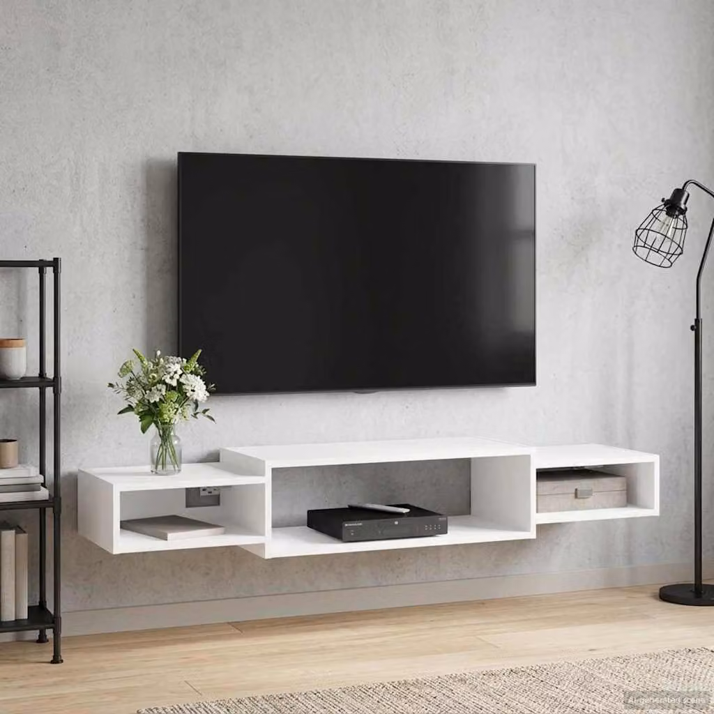Mobile TV da parete vidaXL Bianco Moderno L: 140 cm, P: 28 cm, H: 21 cm