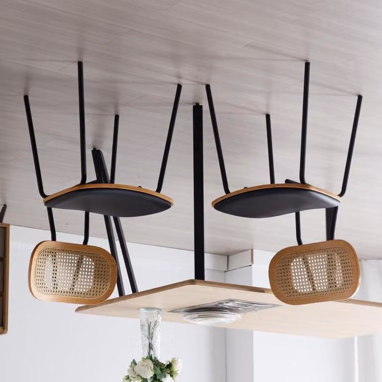 Sedie da pranzo - Sedie - Sedie da cucina - Set di sedie - Sedie di design - Nere - Schienale in vimini
