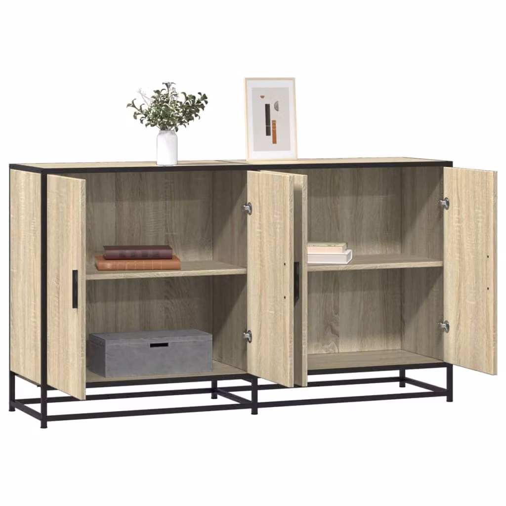 Credenza vidaXL in stile industrial color rovere, L: 134 cm, P: 35 cm, H: 76 cm