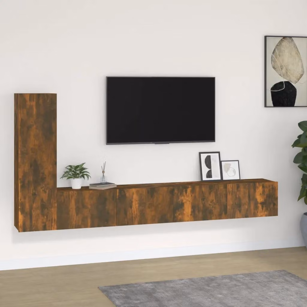 Set di 3 mobili porta TV Design In in legno multistrato color rovere fumo marrone opaco – 2