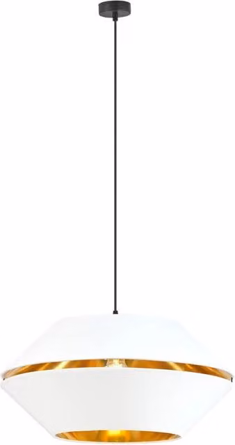Lampada a sospensione moderna Bellerofonte Luceart-Classic in metallo bianco e oro con altezza regolabile