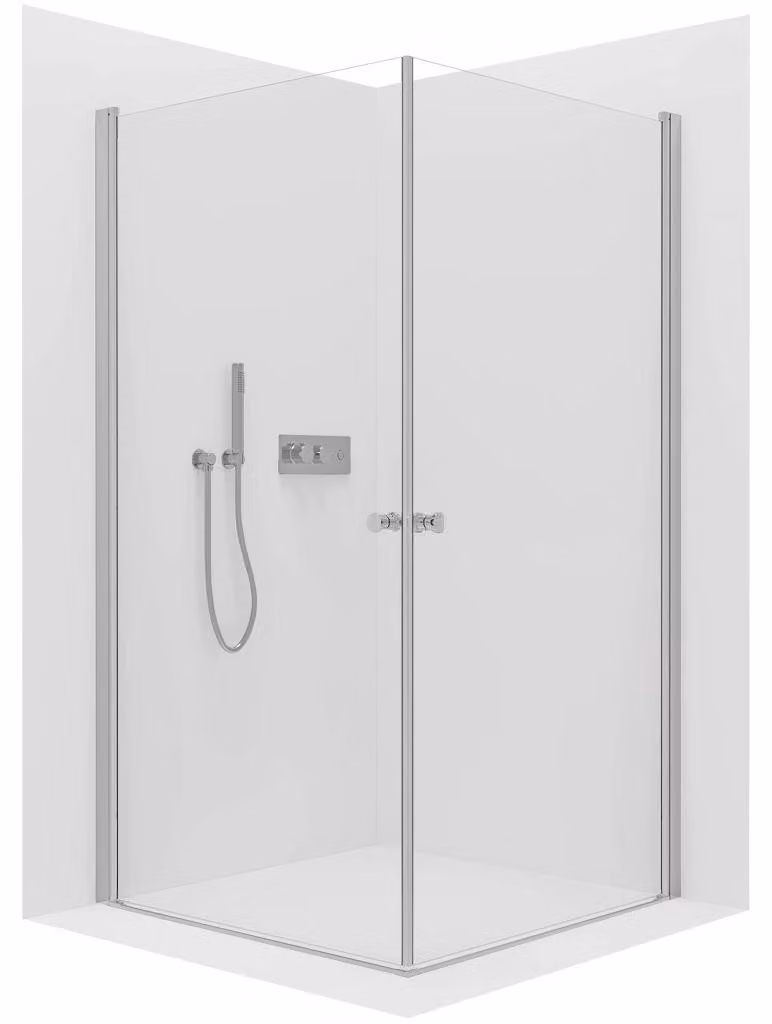 Cabina doccia Antelo Duo L/P - 6 mm - cromata, vetro trasparente - 90x75x190 cm - girevole