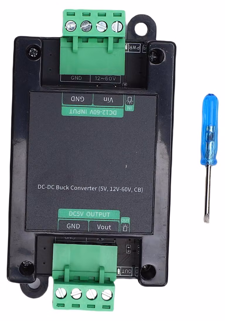 Da 12–60 V CC a 5 V, convertitore di corrente non isolato, regolatore di tensione, blocco di sottotensione, avvio graduale, lunga durata