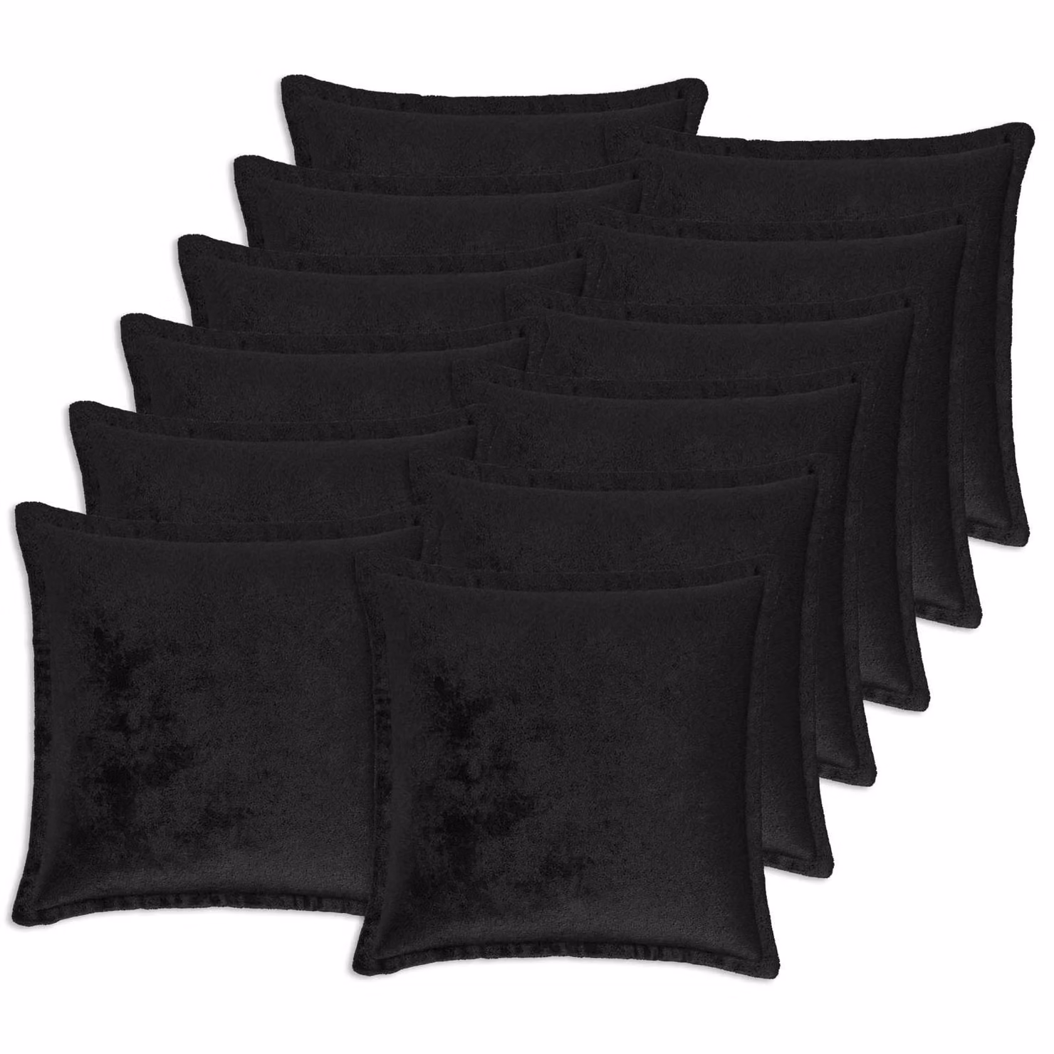 Set di 12 federe vidaXL HOUTEN in flanella nera, L 50 cm x P 50 cm