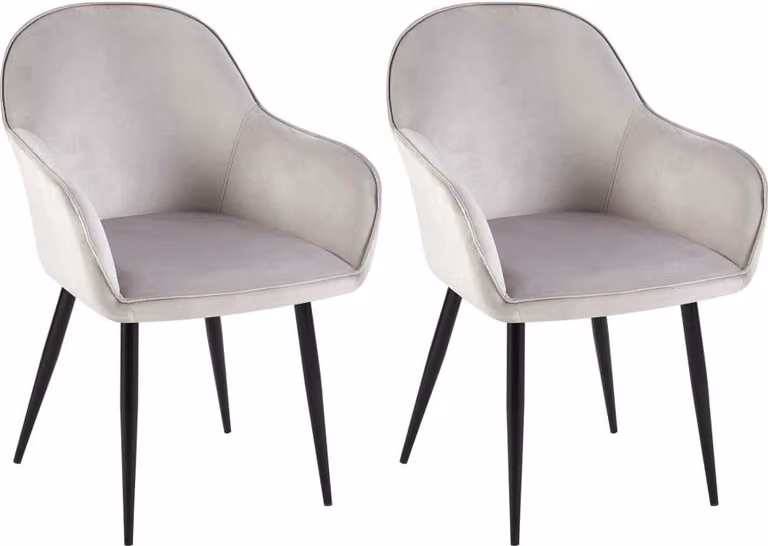 set di 2 sedie da pranzo in velluto - comfort trapuntato - struttura in metallo | colore: grigio