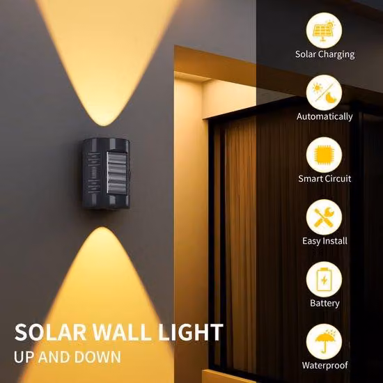 Lampada da parete a LED solare per giardino, cortile e scale