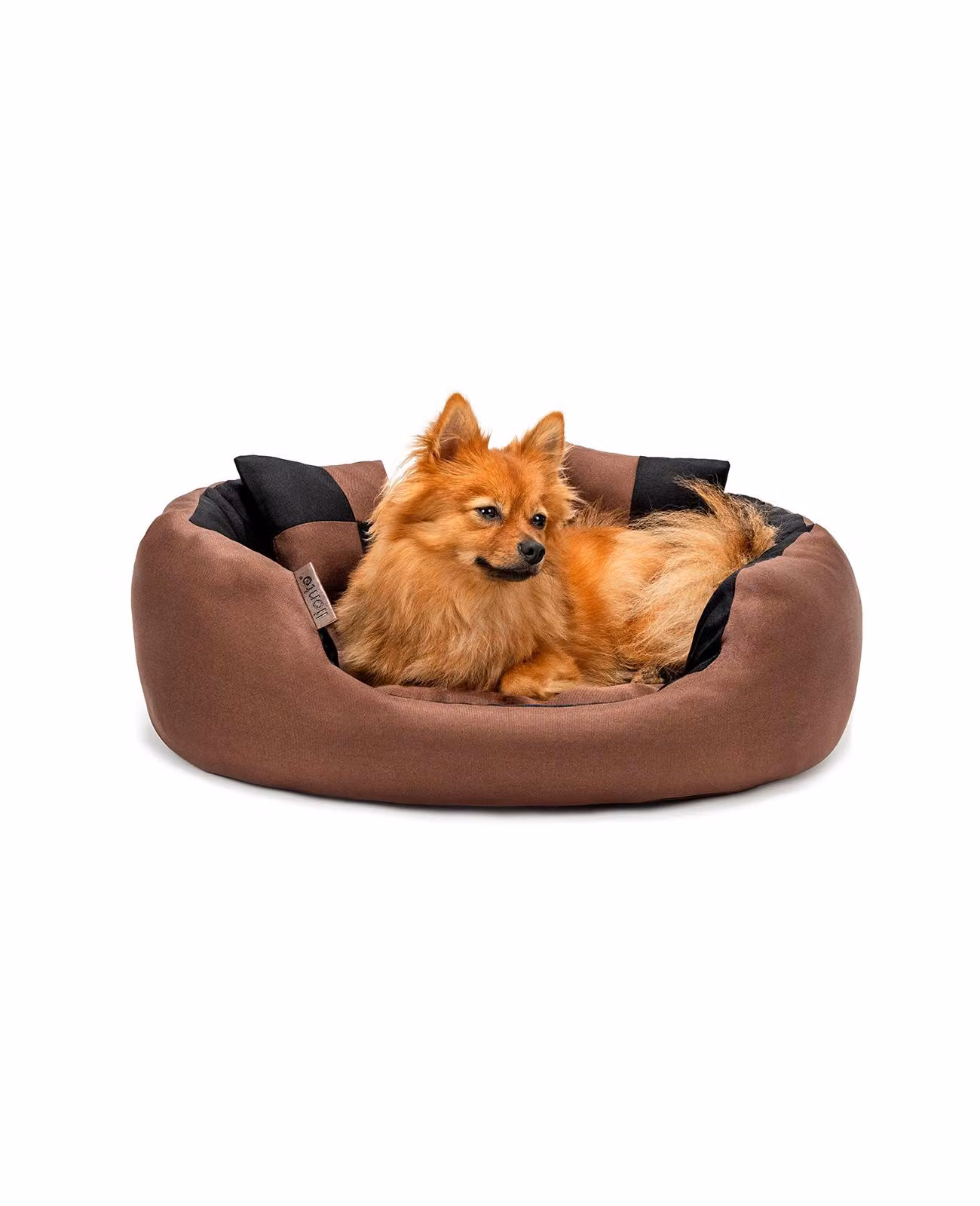 lettino per cani lionto, elegante cesto per cani 4 in 1, idrorepellente, antigraffio e di facile manutenzione, 65x50 cm, nero/marrone