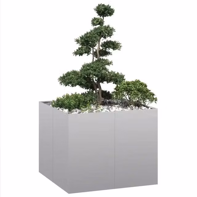 Fioriera a contenitore Design Mania in acciaio zincato grigio L: 100 cm, P: 100 cm, H: 80 cm