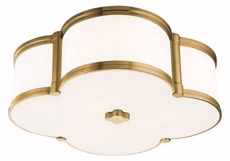 Casa Padrino plafoniera in ottone antico / bianco 42,6 x 42,6 x h. 14 cm - Plafoniera a forma di quadrifoglio - qualità