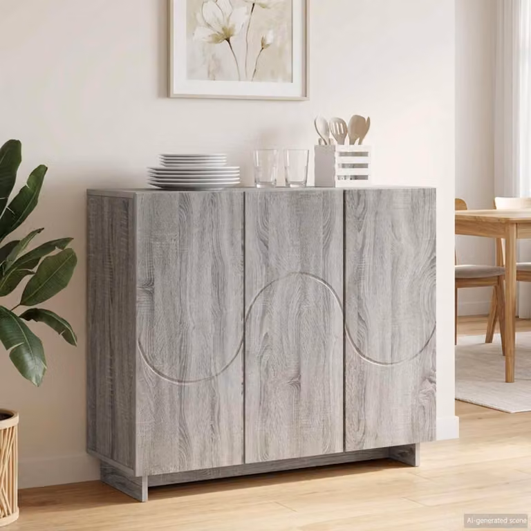 Credenza moderna vidaXL in legno ingegnerizzato grigio, L 85,5 x P 31 x H 75 cm