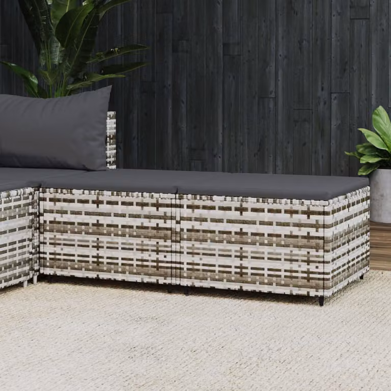 Set di 2 poggiapiedi da giardino vidaXL in polyrattan grigio antracite con cuscini inclusi