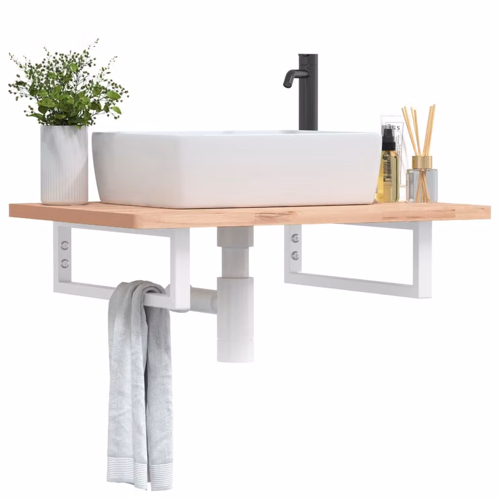 Set di 2 mensole per lavabo vidaXL in acciaio inossidabile bianche, L 40 cm x P 15 cm x H 40 cm