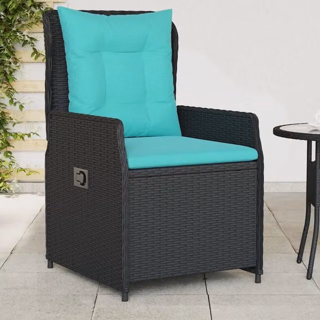 Sedie da giardino reclinabili 2 pz in Polyrattan Nero 368660