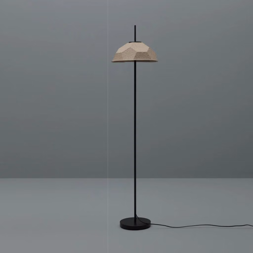 Lampada da terra moderna GIORDANOSHOP in metallo e carta, colore beige, Ø34 x H160 cm – 2