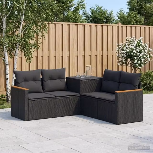 Set di divani 5 pz Nero 179 x 179 x 85 cm 3447931